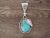 Navajo Indian Hand Stamped Sterling Silver Turquoise Pendant - Bobby Platero