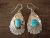 Native American Sterling Silver Turquoise Dangle Earrings! R. Pino