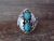 Navajo Sterling Silver Feather & Turquoise Ring Signed MR - Size 11