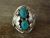 Navajo Sterling Silver Feather & Turquoise Ring Signed MR - Size 11.5