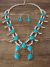Native American Navajo Nickel Silver Turquoise Squash Blossom Necklace Set