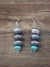 Sterling Silver Rondelle Navajo Pearl & Turquoise Dangle Earrings by Cooley