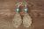 Navajo Indian Nickel Silver Turquoise Stamped Earrings Phoebe Tolta
