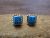 Zuni Indian Sterling Silver Square Blue Opal Post Earrings by Chuyate