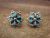 Zuni Indian Sterling Silver Turquoise Cluster Post Earrings - Mutte