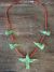 Green Mohave Turquoise & Coral Hummingbird Fetish Necklace - Mitchell