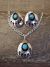 Navajo Indian Sterling Silver Turquoise Bear Paw Earrings & Necklace Set