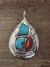Zuni Sterling Silver Turquoise & Coral Snake Pendant Signed Effie C