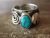 Navajo Sterling Silver Turquoise Petroglyph Ring Alex Sanchez Size 8