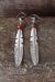 Native American Jewelry Stamped Sterling Silver Coral Feather Earrings - Arviso