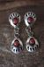  Navajo Indian Jewelry Sterling Silver Coral Bear Paw Post Earrings