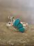 Zuni Indian Sterling Silver & Turquoise Inlay Butterfly Ring by Hooee - Size 6.5