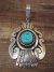 Navajo Indian Sterling Silver & Turquoise Pendant Signed T & R Singer