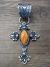 Navajo Indian Cast Sterling Silver & Spiny Oyster Cross Pendant Signed Billah