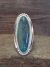 Large Navajo Indian Sterling Silver Turquoise Ring by Leslie Nez - Size 10.5