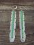 Zuni Indian Sterling Silver Gaspeite Inlay Feather Dangle Earrings Signed Panteah