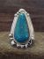 Large Navajo Indian Sterling Silver Turquoise Ring by Leslie Nez - Size 10