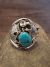 Navajo Sterling Silver & Turquoise Lobo Wolf Ring by Saunders -  Size 11.5