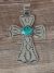 Large Navajo Indian Nickel Silver & Turquoise Cross Pendant by Cleveland