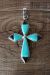 Zuni Sterling Silver Turquoise and Onyx Cross Pendant - Jonathan Shack 