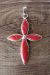 Zuni Indian Jewelry Sterling Silver Coral Inlay Cross Pendant Jonathan Shack 