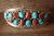 Navajo Indian Traditional Sterling Silver Turquoise Coral Cluster Bracelet by Annie Chapo
