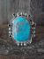 Navajo Indian Sterling Silver Turquoise Ring by Nez - Size 10