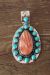 Navajo Sterling Silver Turquoise Spiny Oyster Pendant - Harold Joe
