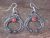 Navajo Sand Cast Sterling Silver Coral Naja Dangle Earrings Signed KB