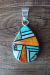 Navajo Indian Sterling Silver Spiny Oyster, Turquoise,  Jet Inlay Pendant by Grace Smith