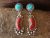 Navajo Sterling Silver Turquoise & Coral Earrings Signed Tom Lewis