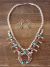 Genuine Small Navajo Sterling Silver Turquoise Coral Squash Blossom Necklace Set - PG