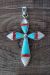 Zuni Sterling Silver Turquoise, Coral and MOP Cross Pendant - Jonathan Shack 