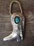 Navajo Indian Sterling Silver Turquoise Boot Key Ring by Shirley Skeets