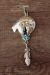Navajo Sterling Silver Turquoise Arched Bear Feather Pendant - JH