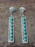 Zuni Indian Sterling Silver Turquoise Row Post Dangle Earrings - Laate