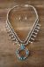 Navajo Turquoise Coral Reversible Squash Blossom Necklace Set - NC