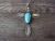 Navajo Indian Nickel Silver Turquoise Cross Pendant by Albert Cleveland
