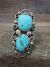 Navajo Adjustable Sterling Silver Turquoise Ring Size 11 to 12 - Albert Cleveland