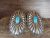 Large Navajo Sterling Silver Turquoise Concho Earrings by Rita Lee