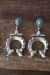 Navajo Indian Heavy Stamped Sterling Silver Turquoise Naja Post Earrings - Betone