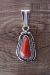 Native American Jewelry Sterling Silver Coral Pendant - Samuel Yellowhair