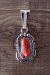 Native American Jewelry Sterling Silver Coral Pendant - Samuel Yellowhair