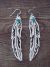 Navajo Sterling Silver Turquoise Stamped Feather Dangle Earrings - T&R Singer