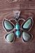 Navajo Sterling Silver Turquoise Butterfly Pendant - E. Richards
