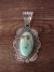 Native American Jewelry Sterling Silver Royston Turquoise Pendant - M. Spencer 