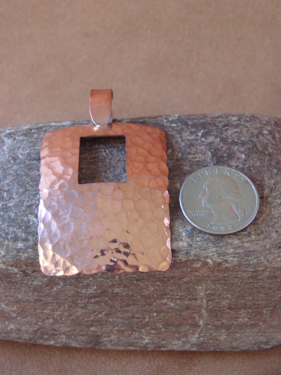 Navajo Indian Jewelry Copper Hammered Pendant Handmade by Douglas Etsitty 