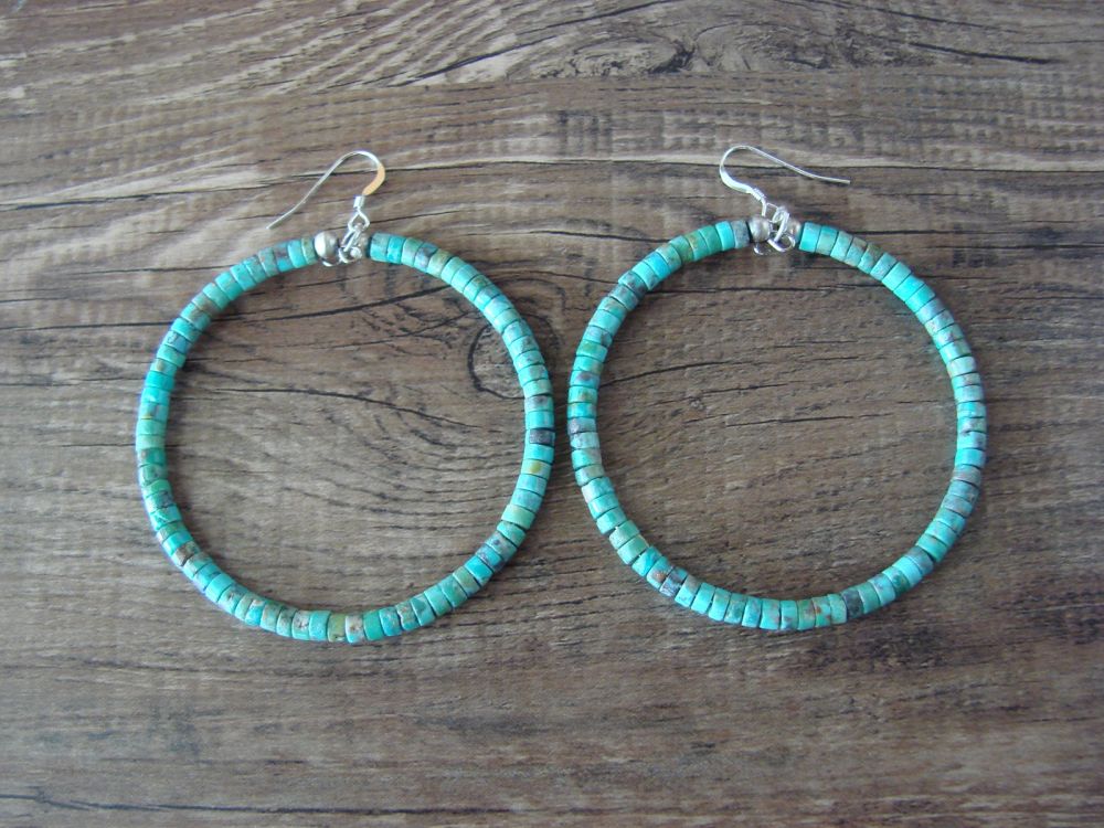Navajo Indian Turquoise Desert Pearl Dangle Earrings by Doreen Jake 