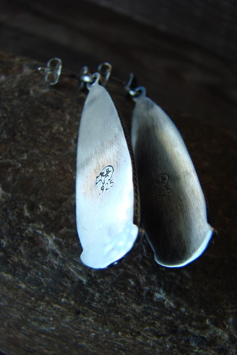 Native American Sterling Silver Lapis Dangle Earrings Betone 