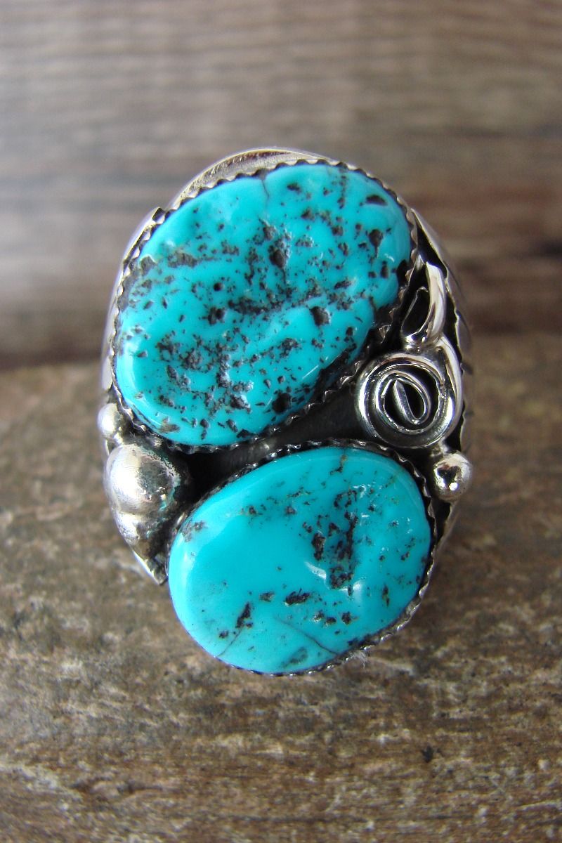Navajo Jewelry Sterling Silver Turquoise Men's Ring  Size
